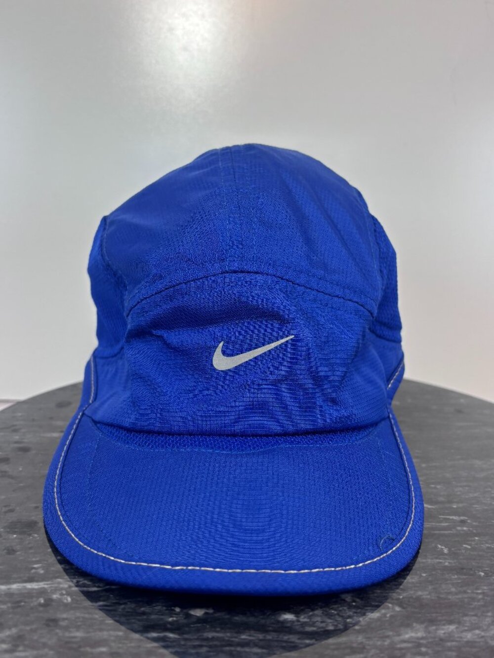 Nike Daybreak Hat Cap Dri-Fit 5 Panel Mesh Blue Lightweight Running Reflective